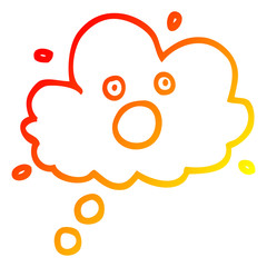 warm gradient line drawing cartoon screaming thought cloud
