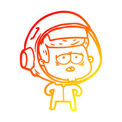warm gradient line drawing cartoon tired astronaut