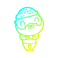 cold gradient line drawing cartoon bearded man
