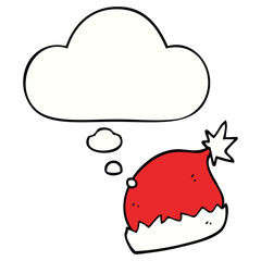cartoon santa hat and thought bubble