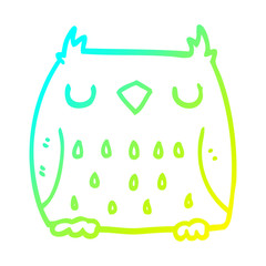 cold gradient line drawing cute cartoon owl