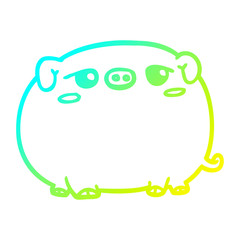 cold gradient line drawing cute cartoon pig