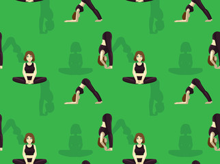 Manga Woman Yoga Dolphin Pose Background Seamless Wallpaper
