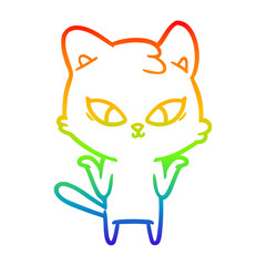 rainbow gradient line drawing cute cartoon cat