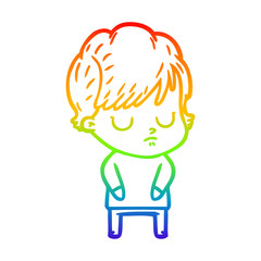 rainbow gradient line drawing cartoon woman