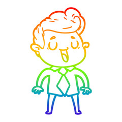 rainbow gradient line drawing happy cartoon man