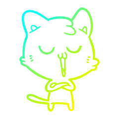 cold gradient line drawing cartoon cat singing