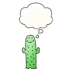 cartoon cactus and thought bubble in smooth gradient style