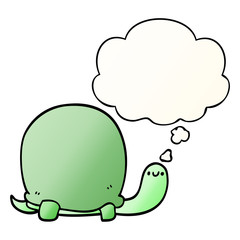 cute cartoon tortoise and thought bubble in smooth gradient style