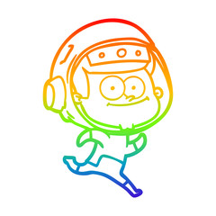 Obraz premium rainbow gradient line drawing happy astronaut cartoon