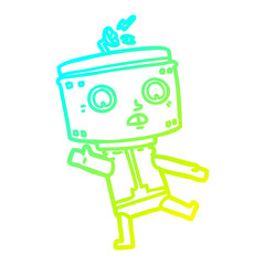cold gradient line drawing cartoon robot
