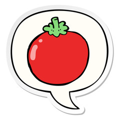 cartoon tomato and speech bubble sticker