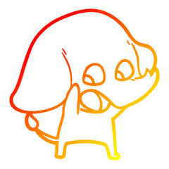 warm gradient line drawing cute cartoon elephant
