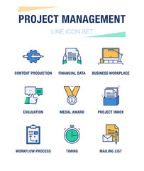 PROJECT MANAGEMENT LINE ICON SET