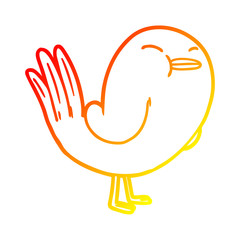 warm gradient line drawing cartoon bird