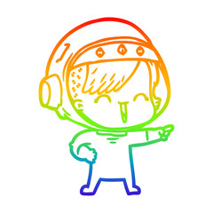 rainbow gradient line drawing happy cartoon space girl