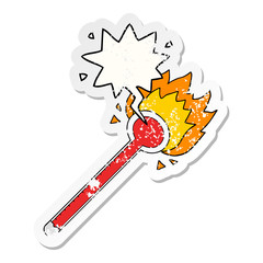 cartoon thermometer and speech bubble distressed sticker