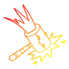 warm gradient line drawing cartoon hammer banging
