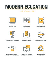 MODERN EDUCATION LINE ICON SET