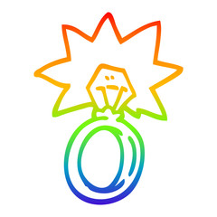 rainbow gradient line drawing cartoon engagement ring