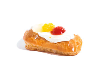 A single slice of apple pie isolated on white background