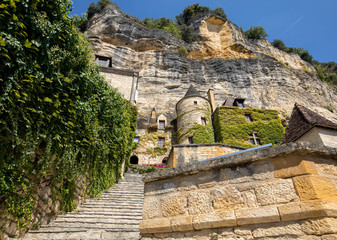  A majestic stone staircase in La Roque-Gageac a charming town in the Dordogne valley. France
