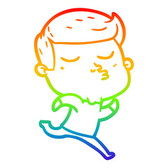 rainbow gradient line drawing cartoon model guy pouting