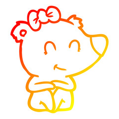 warm gradient line drawing female bear cartoon