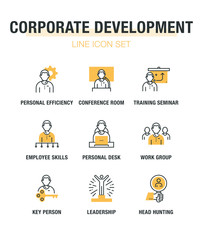 CORPORATE DEVELOPMENT LINE ICON SET