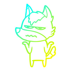 cold gradient line drawing cartoon annoyed wolf