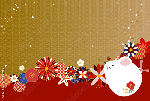 ネズミの和風デザイン年賀状イラスト Wall Mural Wallpaper Murals Meg ネズミの和風デザイン年賀状イラスト Wall Mural Wallpaper Murals Meg