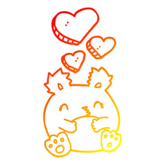 warm gradient line drawing cute cartoon bear