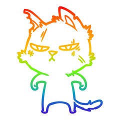 rainbow gradient line drawing tough cartoon cat