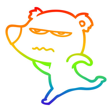 recommend clip art: rainbow gradient line drawing annoyed bear cartoon running