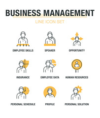 BUSINESS MANAGEMENT LINE ICON SET