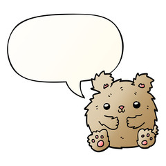 cute cartoon bear and speech bubble in smooth gradient style