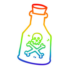 rainbow gradient line drawing cartoon poison bottle
