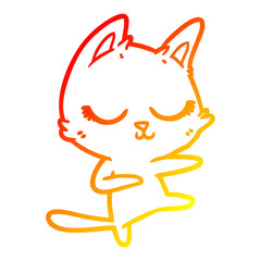 warm gradient line drawing calm cartoon cat