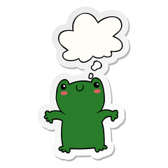 cartoon frog and thought bubble as a printed sticker