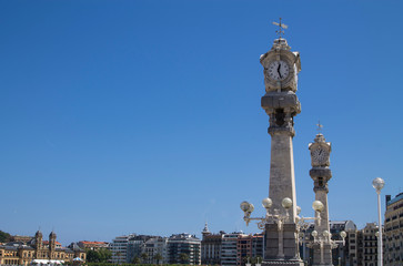 Fototapeta na wymiar Clocks of La Concha Bay, San Sebastian, Guipuzcoa, Spain