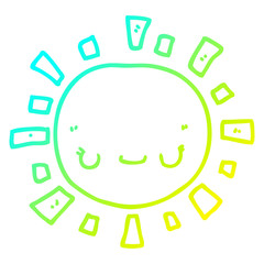 cold gradient line drawing cartoon sun