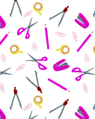 文房具のシームレスパターン