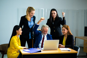 business teamwork Concept. Successful group of business people at work in office