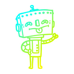 cold gradient line drawing cartoon robot
