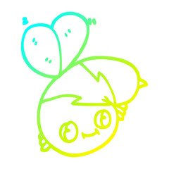cold gradient line drawing cute cartoon bee