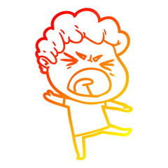 warm gradient line drawing cartoon furious man