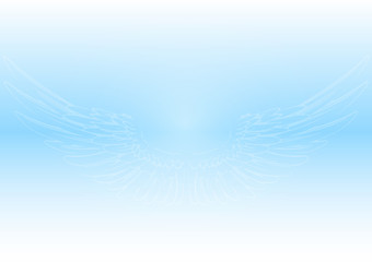Vector illustration with blue sky and wings of an Angel