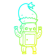 cold gradient line drawing cartoon christmas robot