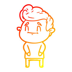 warm gradient line drawing happy cartoon man