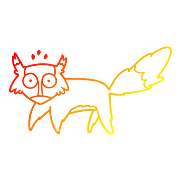 recommend clip art: warm gradient line drawing cartoon startled fox